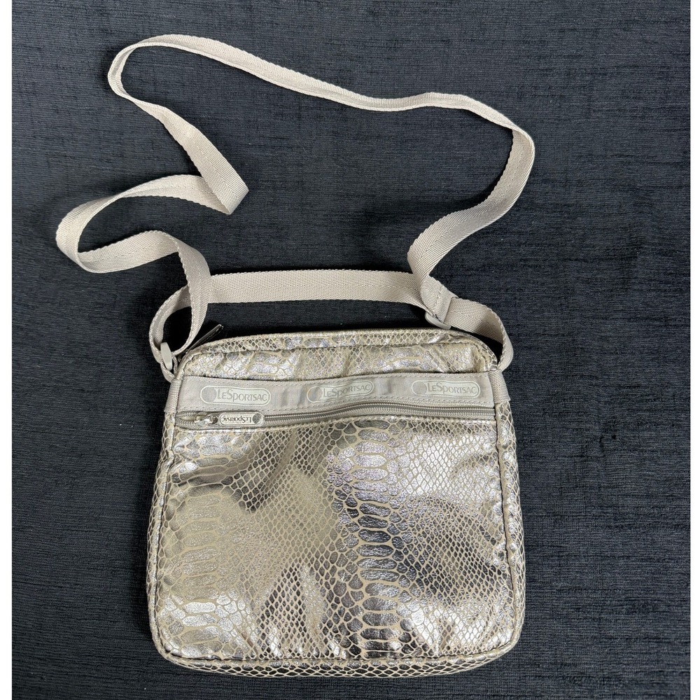 LeSportsac Daniella Phyton Crossbody Silver Metallic